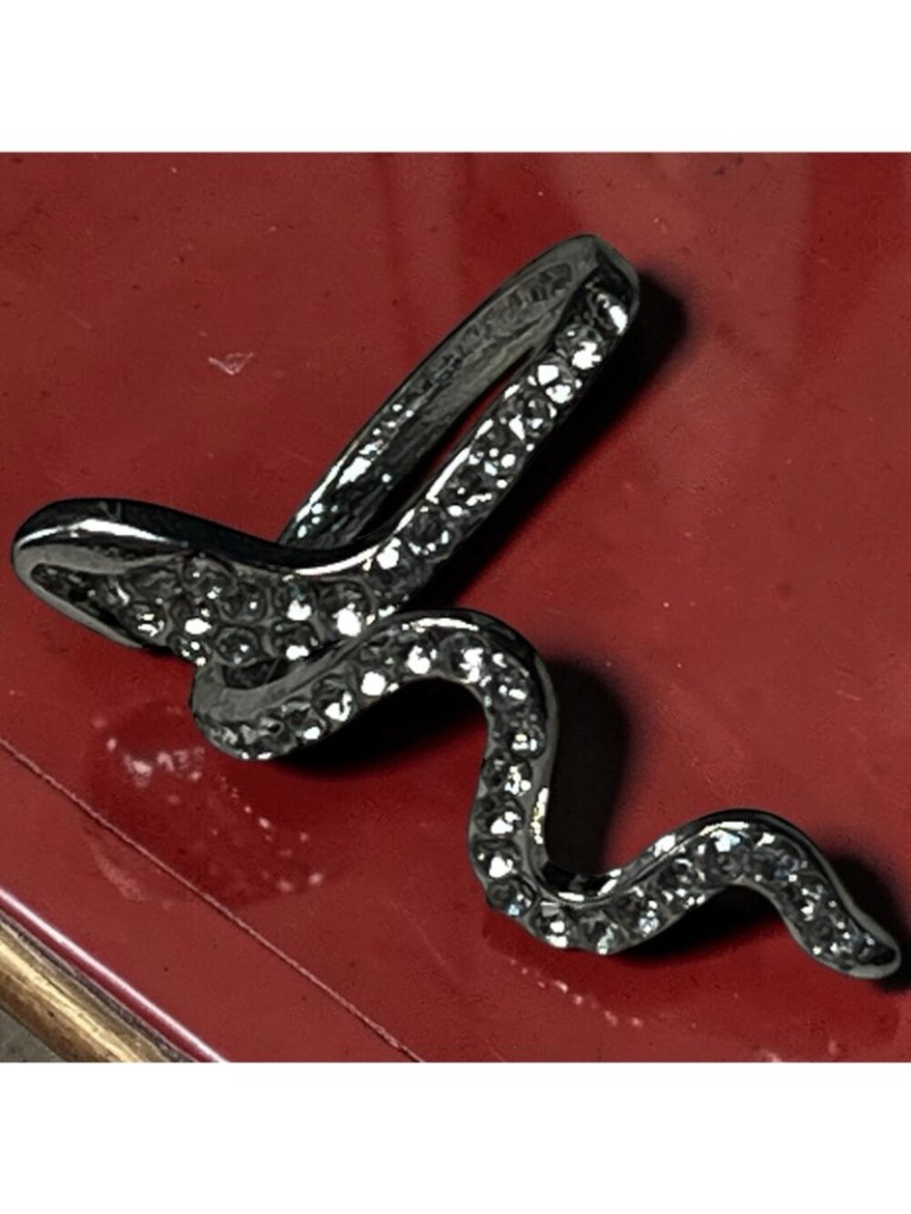 Silver Tone Snake Ring Clear Rhinestone Wrap Ring Size 5.25 - Picture 2 of 4